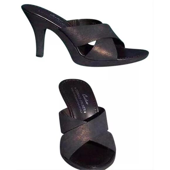 Donald Pliner Rust Distress Metallic Sandal Leather Slide Platform Shoe $275 NWT - Picture 4 of 7